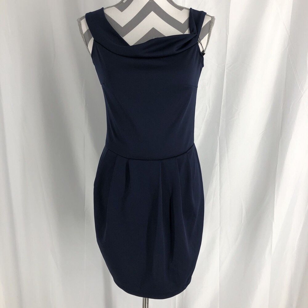 Sakutane Women's Sleeveless Seamed Bodycon Dress in Navy Size Medium